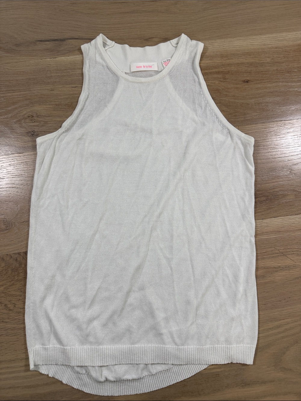 Sass & Bide White Semi Sheer Fine Knit Cutout Racerback Tank Top Medium